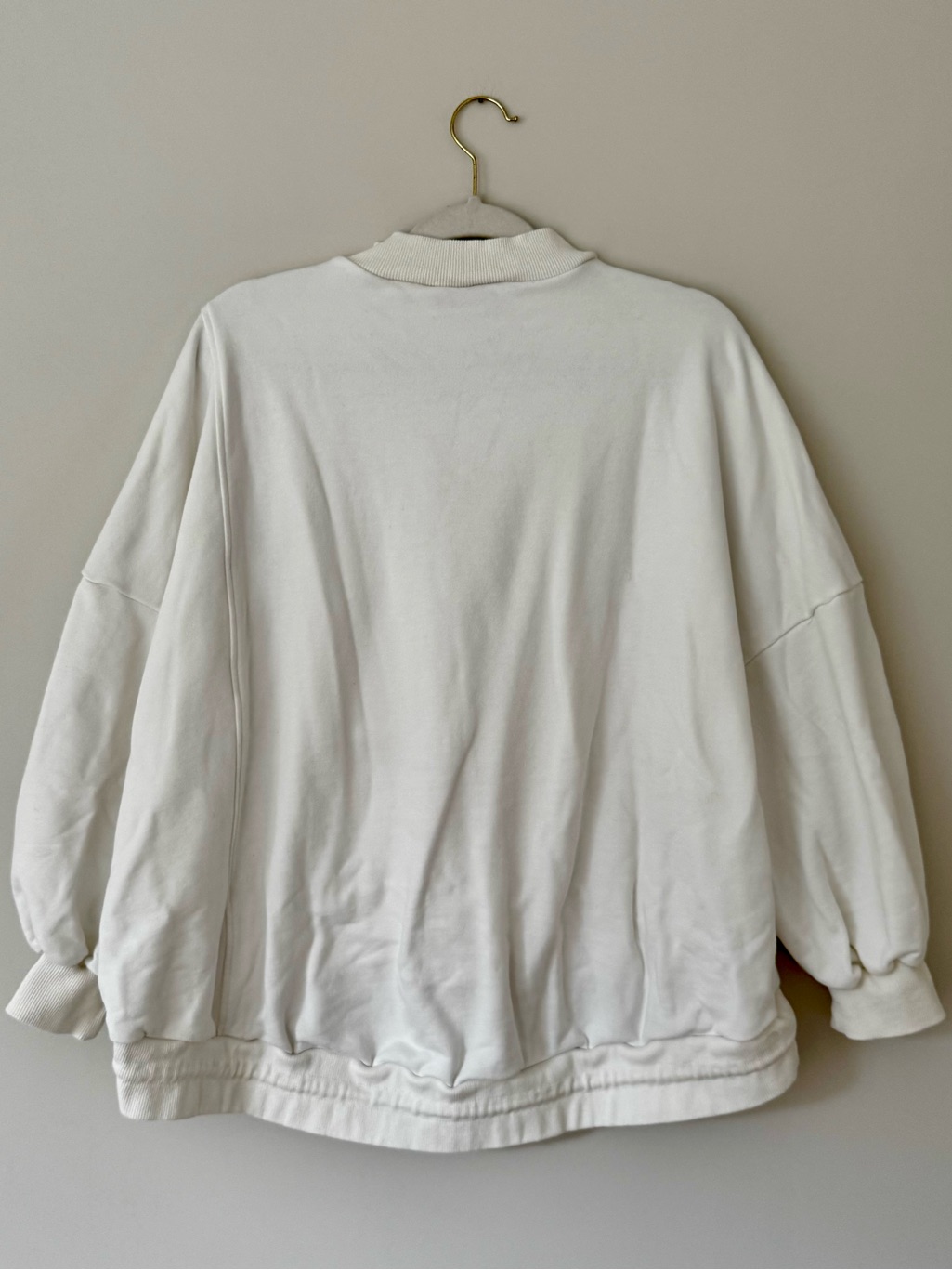 Nap Loungewear Terry Cropped Boxy Drawstring Hem Mock Neck Sweatshirt, White M — image 5 of 7